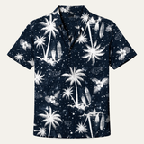The Ridgewind Men’s Retro Tropical Coconut Print Hawaiian Beach Shirt