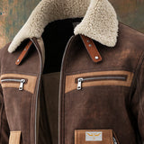 Fran | Cozy Sherpa-Collared Brown Minka Bomber Jacket