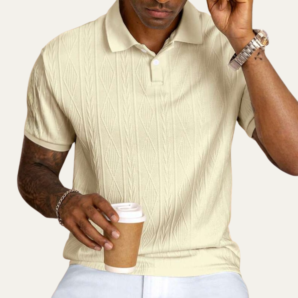 The Ridgebrook Men’s Textured Button Up Casual Polo Shirt