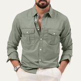 The Brookwater Men’s Retro Solid Button-Up Shirt