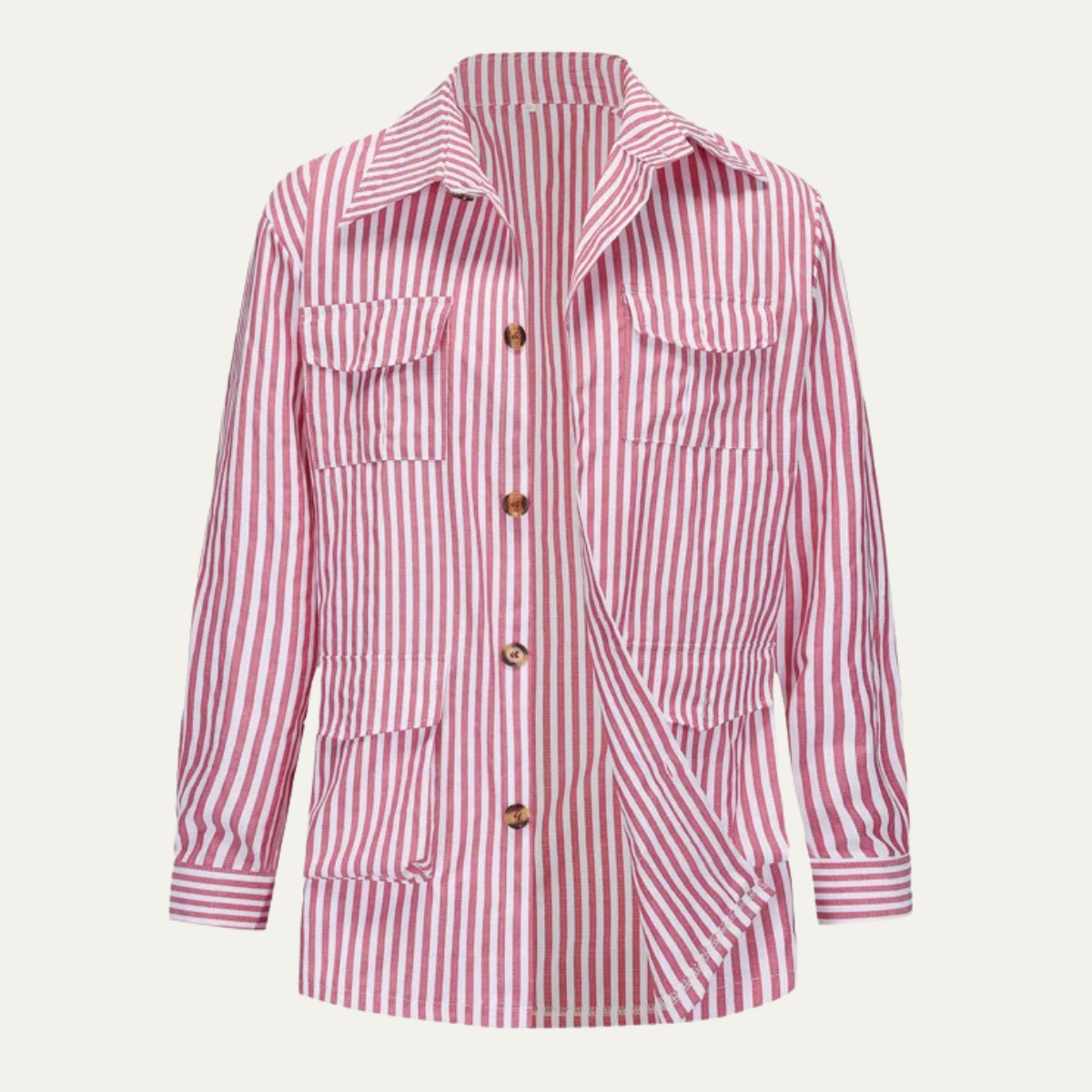 The Bramblewood Men’s Streetwear Striped Button-Down Shirt with Pockets