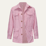 The Bramblewood Men’s Streetwear Striped Button-Down Shirt with Pockets