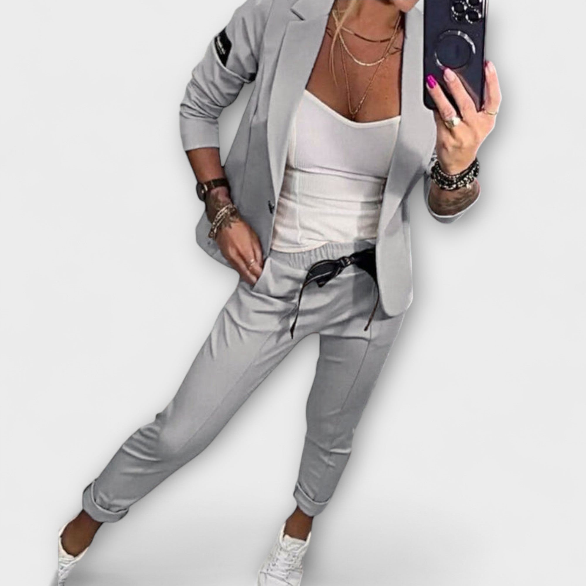 Vionne | Elegant Ensemble of Top, Jacket and Trousers
