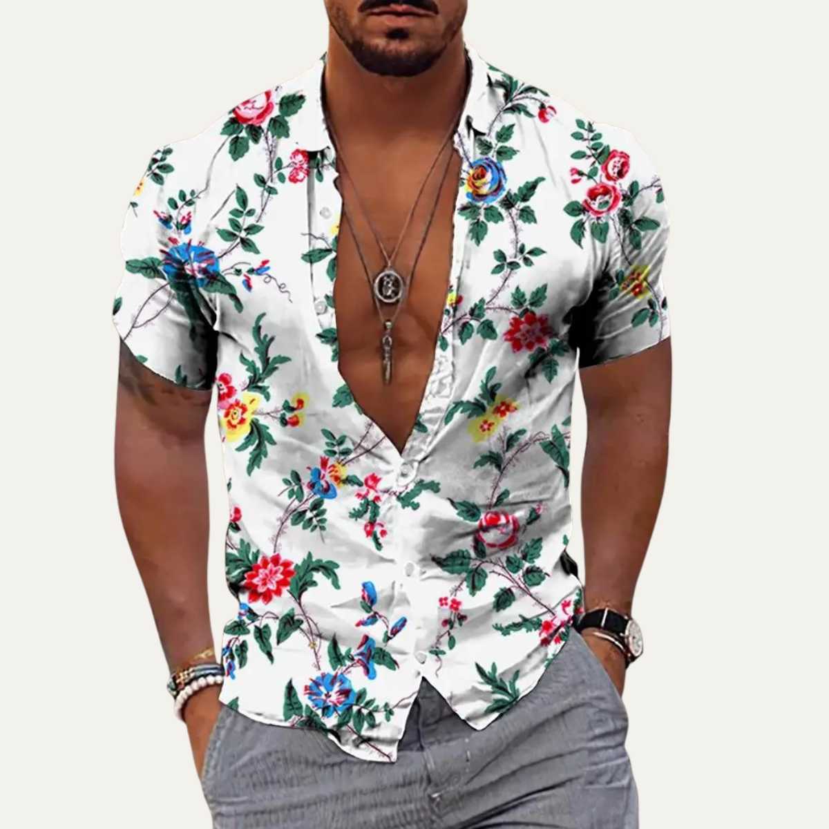 The Glencrest Park Men’s Timeless Tropical Coconut Print Hawaiian Beach Shirt