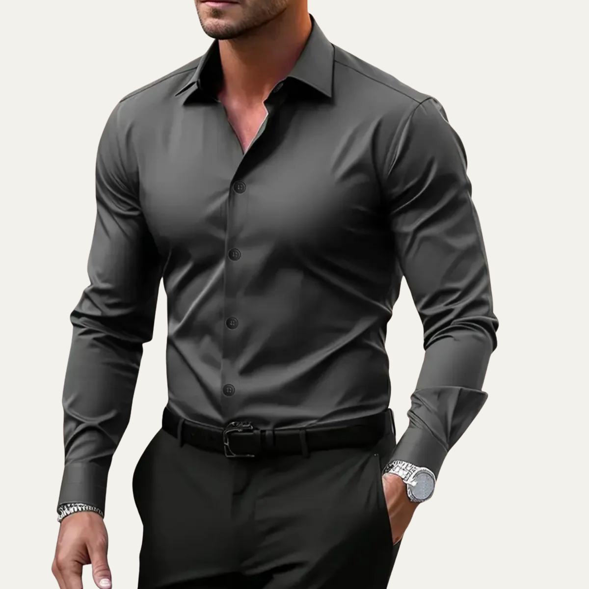 The Hawthorne Men’s Stretch Button Up Slim Fit Dress Shirt