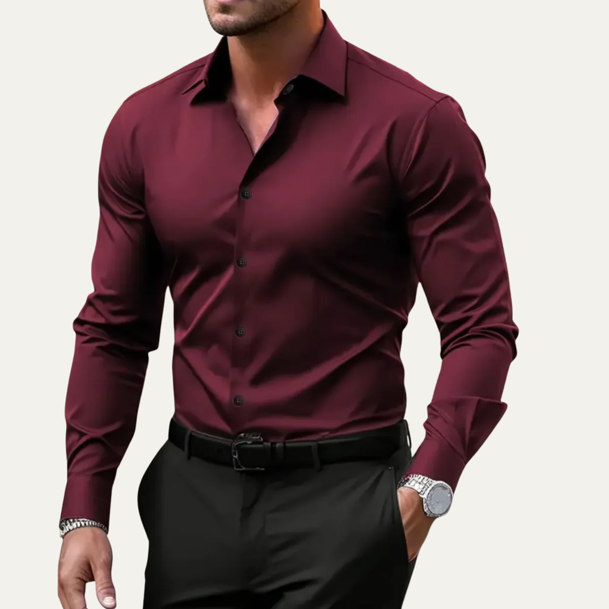The Hawthorne Men’s Stretch Button Up Slim Fit Dress Shirt