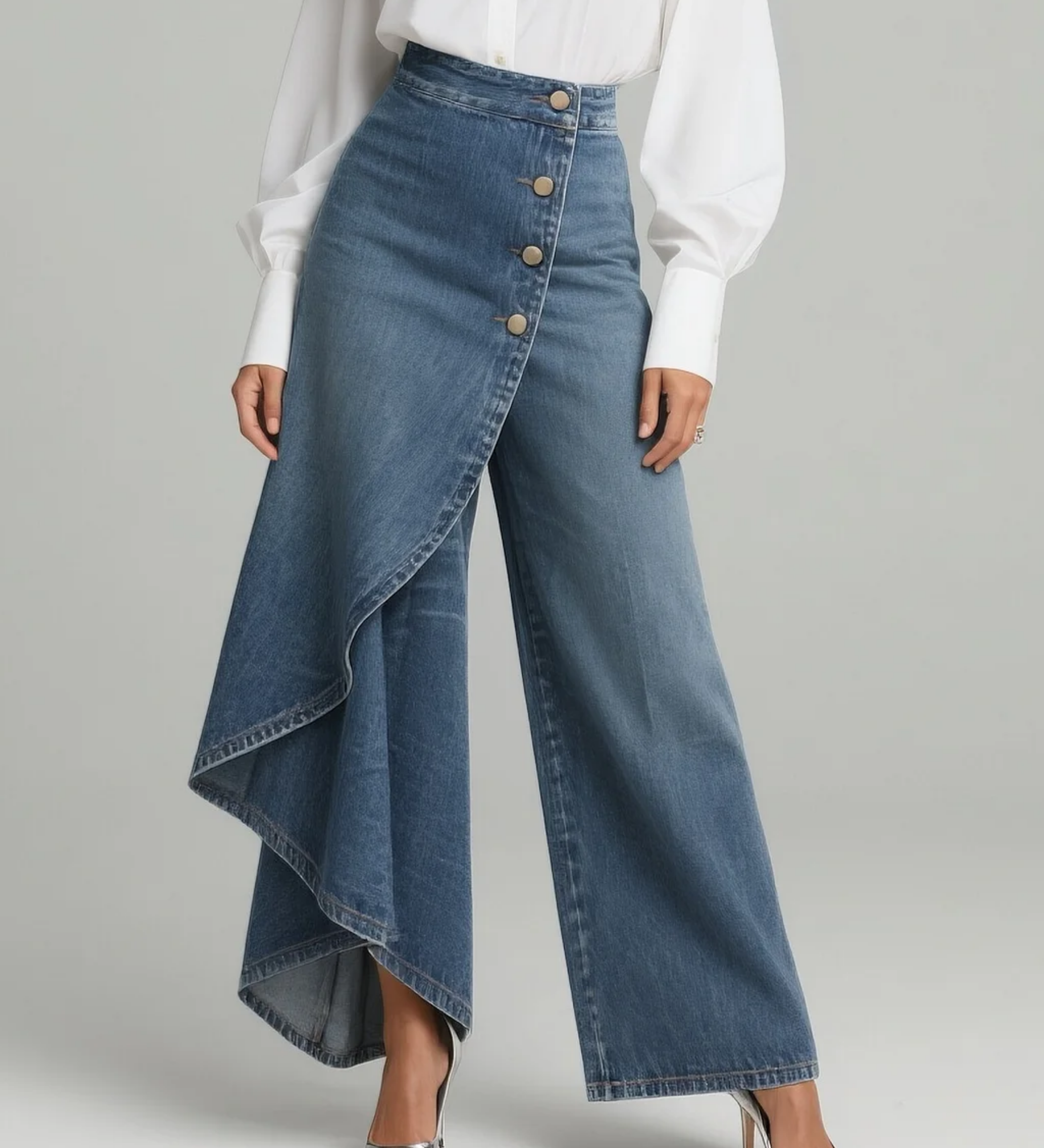 Maëlys | Denim Trousers with Tie Waist