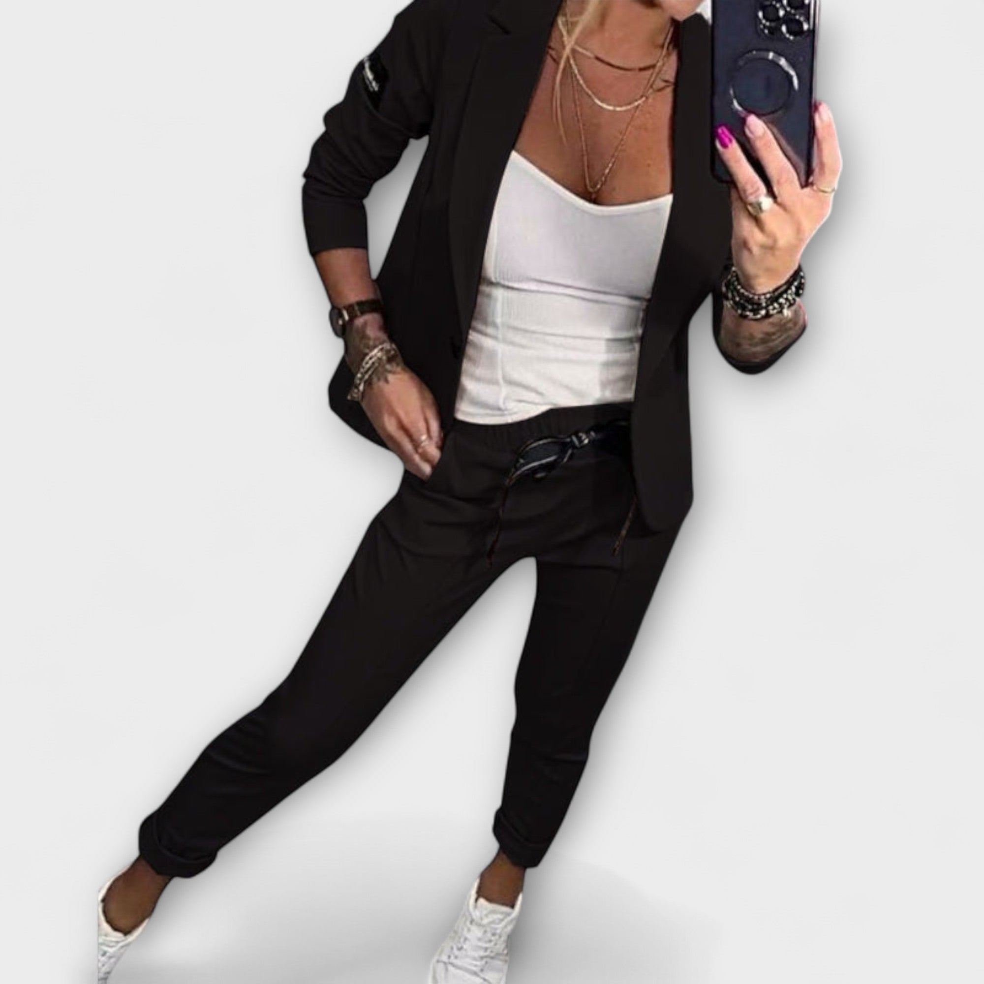 Vionne | Elegant Ensemble of Top, Jacket and Trousers