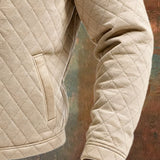 Filip | Beige Puffer Jacket Featuring Leather Details