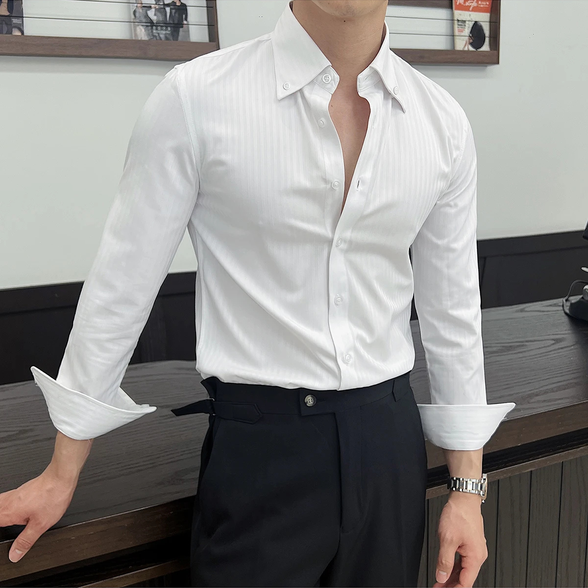 The Brookhaven Park Men’s Casual Striped Button-Up Shirt