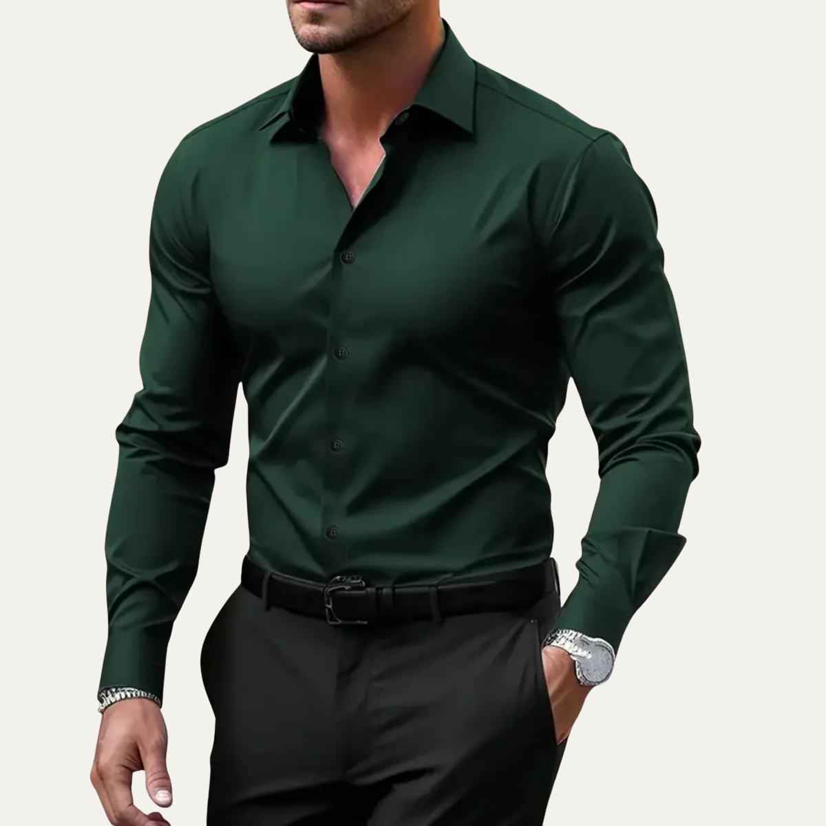 The Hawthorne Men’s Stretch Button Up Slim Fit Dress Shirt