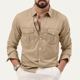 The Brookwater Men’s Retro Solid Button-Up Shirt