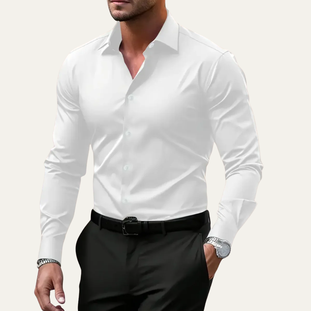 The Hawthorne Men’s Stretch Button Up Slim Fit Dress Shirt