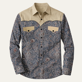 The Huntley Men’s Two Tone Patchwork Western Soft Denim Shirt