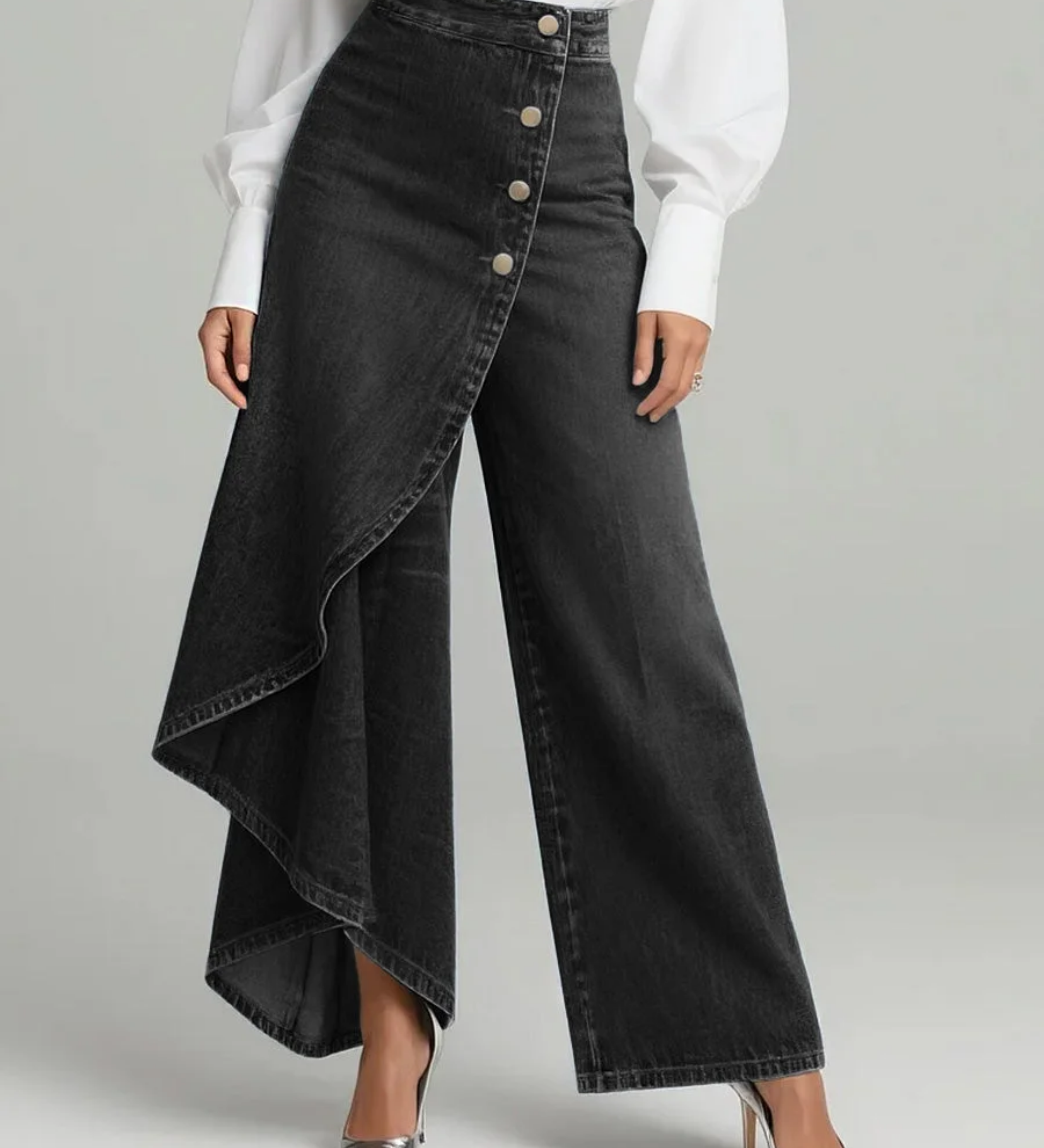 Maëlys | Denim Trousers with Tie Waist