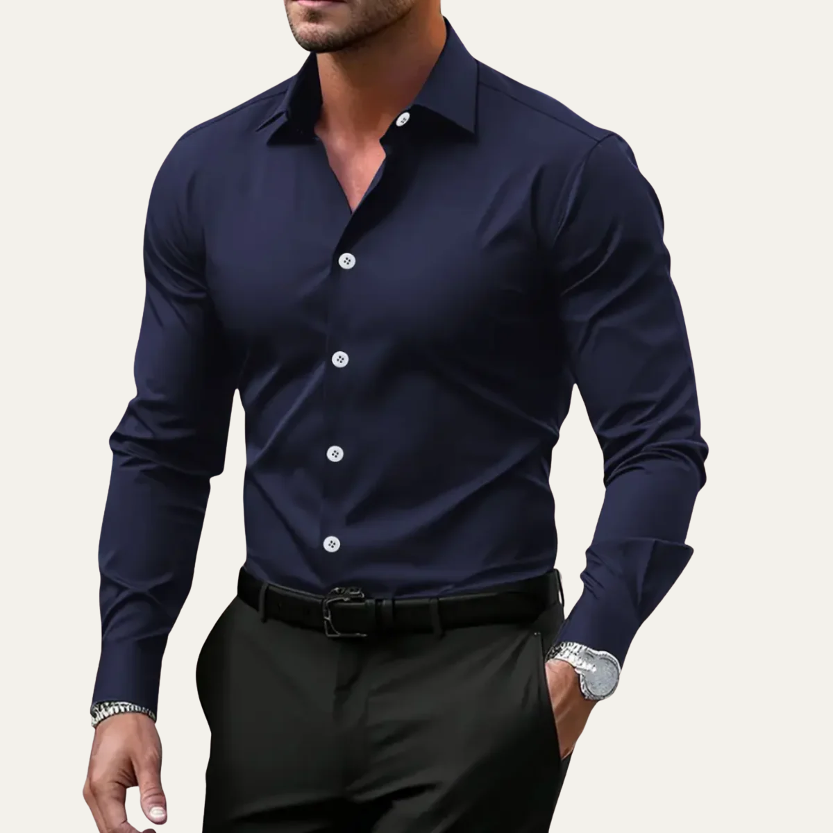 The Hawthorne Men’s Stretch Button Up Slim Fit Dress Shirt
