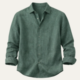 The Meadowfall Men’s Casual Loose Fit Linen Button-Up Shirt