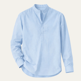 The Pinebrook Ridge Men’s Cotton Linen Mandarin Collar Shirt