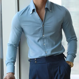 The Redfield Men’s Italian Collar Button Up Shirt — Light Blue