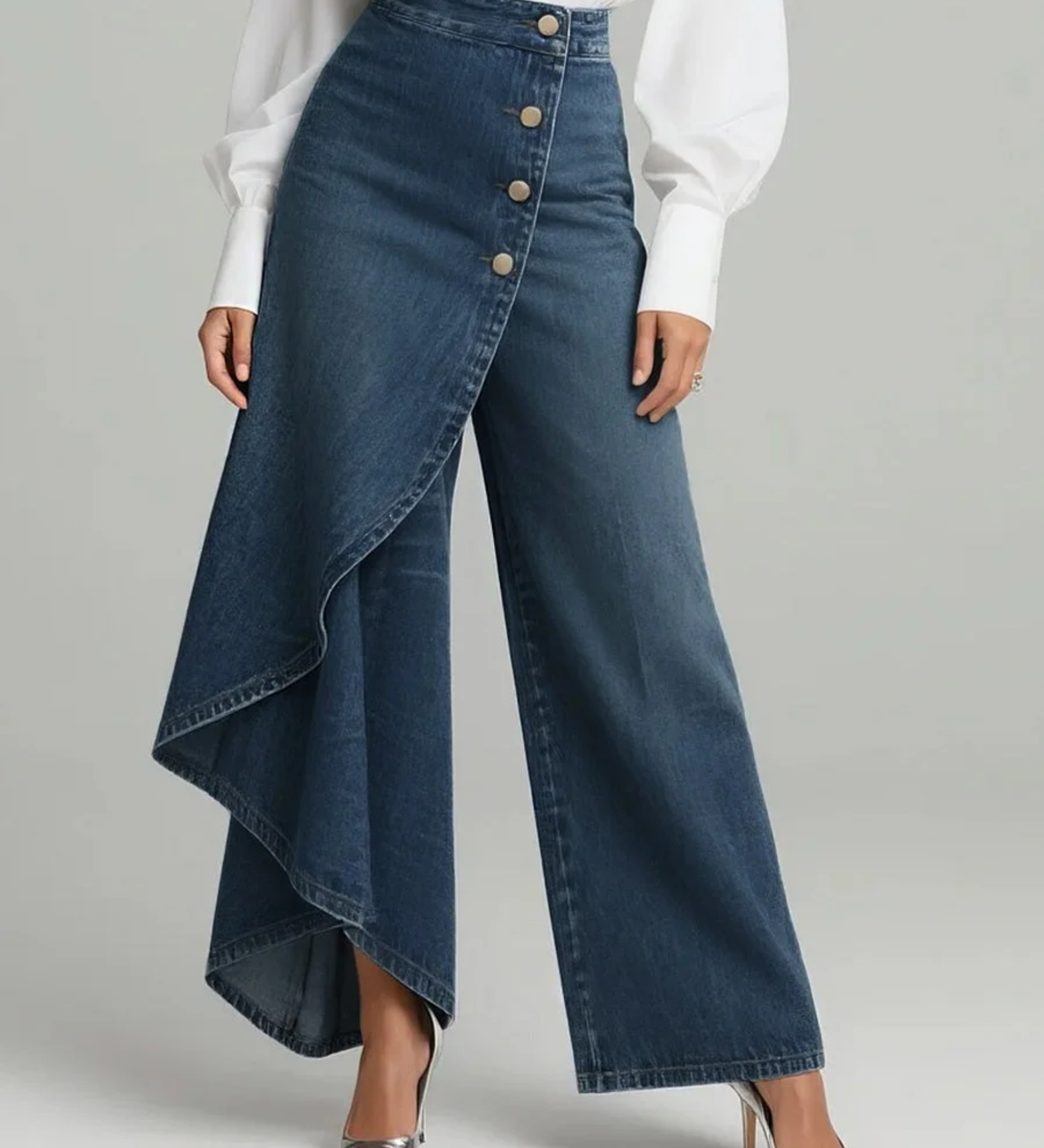 Maëlys | Denim Trousers with Tie Waist