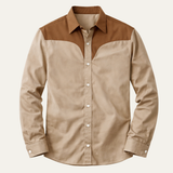 The Brookcrest Men’s Two-Tone Patchwork Western Retro Denim Shirt