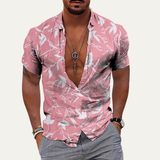 The Maple Gate Men’s Holiday Tropical Coconut Print Hawaiian Beach Shirt