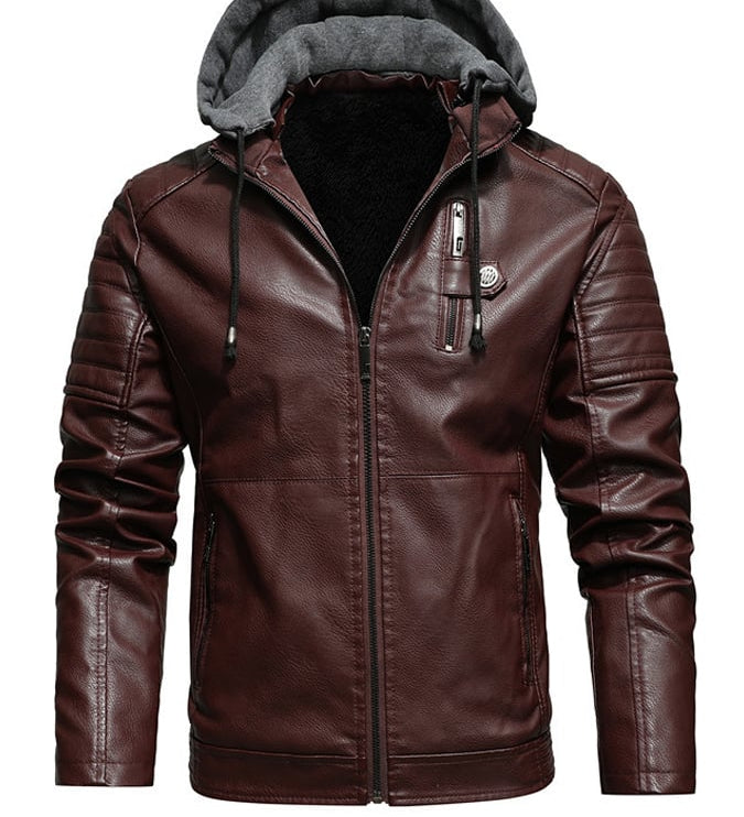 Matej | Padded Hooded Jacket with Leather-Look Finish