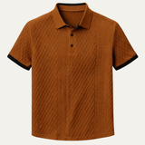The Crestview Ridge Men’s Summer Textured Polo Shirt with Contrast Collar