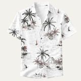 The Ridgefall Men’s Trendy Tropical Coconut Print Hawaiian Beach Shirt