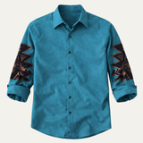 The Westbury Hill Men’s Two Tone Patchwork Western Casual Denim Shirt
