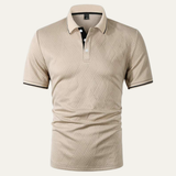 The Maplefall Men’s Apricot Textured Elegant Polo Shirt