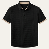 The Cedarcrest Park Men’s Elegant Textured Polo Shirt with Contrast Collar