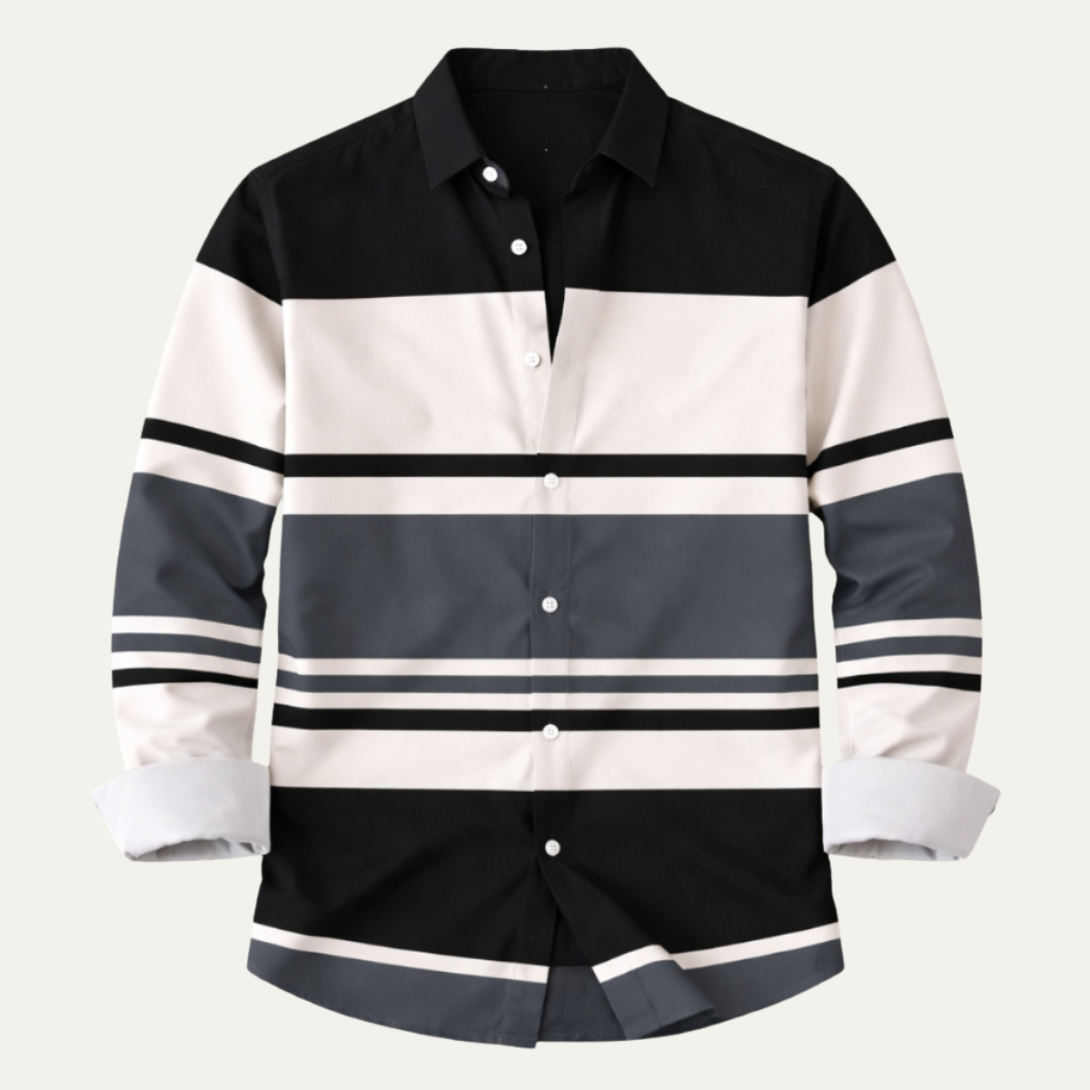 The Glenpark Men’s Modern Colour Block Striped Trendy Shirt