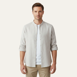 The Brookfield Lane Men’s Vintage Thin Round Neck Linen Shirt