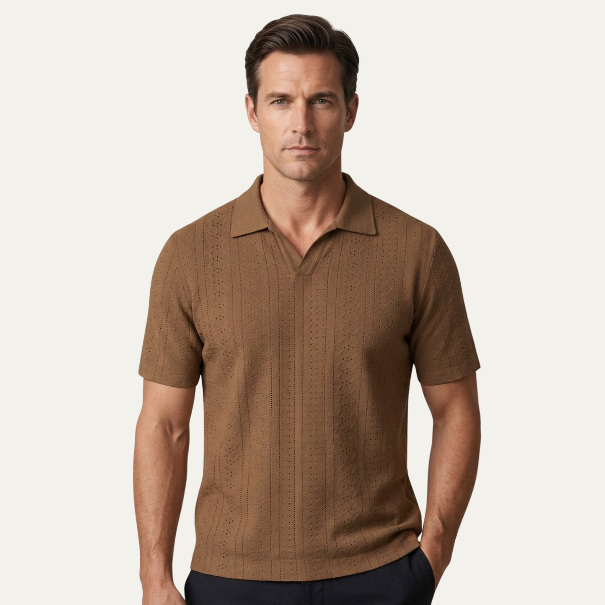 The Brookhurst Men’s Textured Knit Polo Shirt