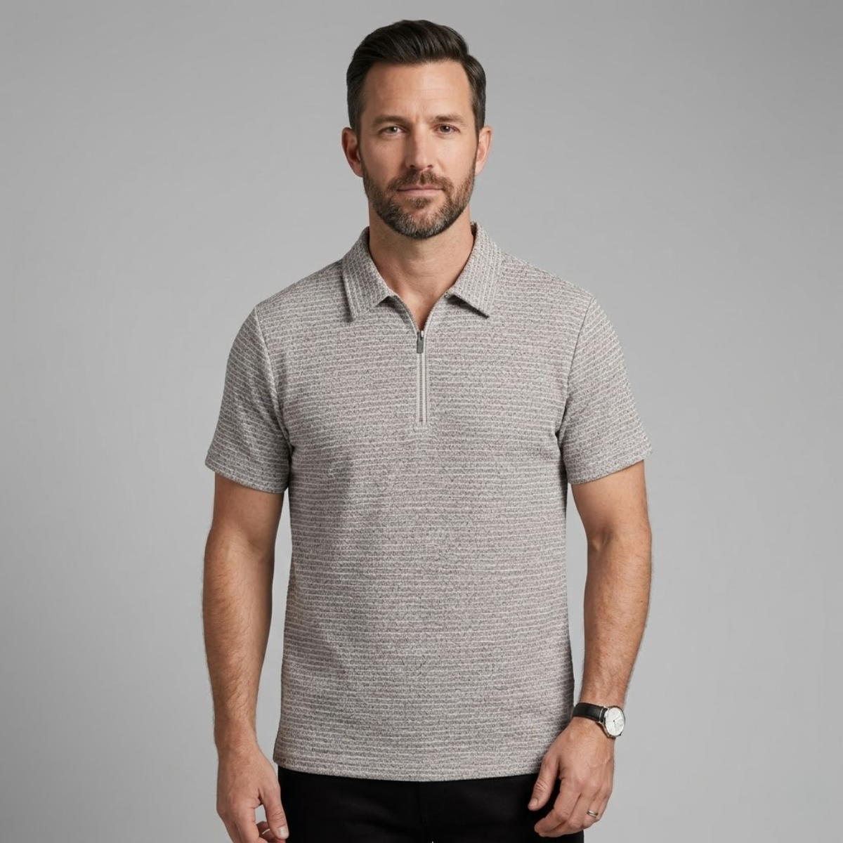 The Ravenswood Men’s Waffle Knit Half Zip Polo Shirt
