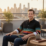 The Glenpark Men’s Modern Colour Block Striped Trendy Shirt
