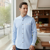 The Silverhaven Ridge Men’s Standing Collar Business Button-Up Shirt