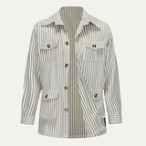 The Bramblewood Men’s Streetwear Striped Button-Down Shirt with Pockets