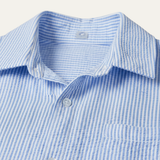 The Maplecrest Park Men’s Lightweight Blue Striped Linen Button-Up Shirt