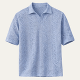 The Glenridge Hill Men’s Bohemian Crochet Mesh Linen Shirt – Light Blue