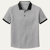 The Glenbrook Hill Men’s Casual Textured Polo Shirt with Contrast Collar