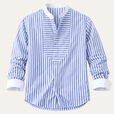 The Glenbrook Men’s Lightweight Slim Fit Striped Stand Collar Shirt