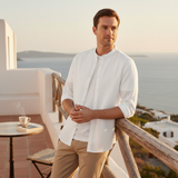 The Brookfield Lane Men’s Vintage Thin Round Neck Linen Shirt