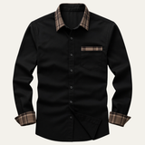 The Amelia Men’s Casual Button Up Dress with Plaid Collar & Cuffs