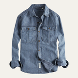The Ridgepark Men’s Casual Vintage Striped Denim Shirt Jacket