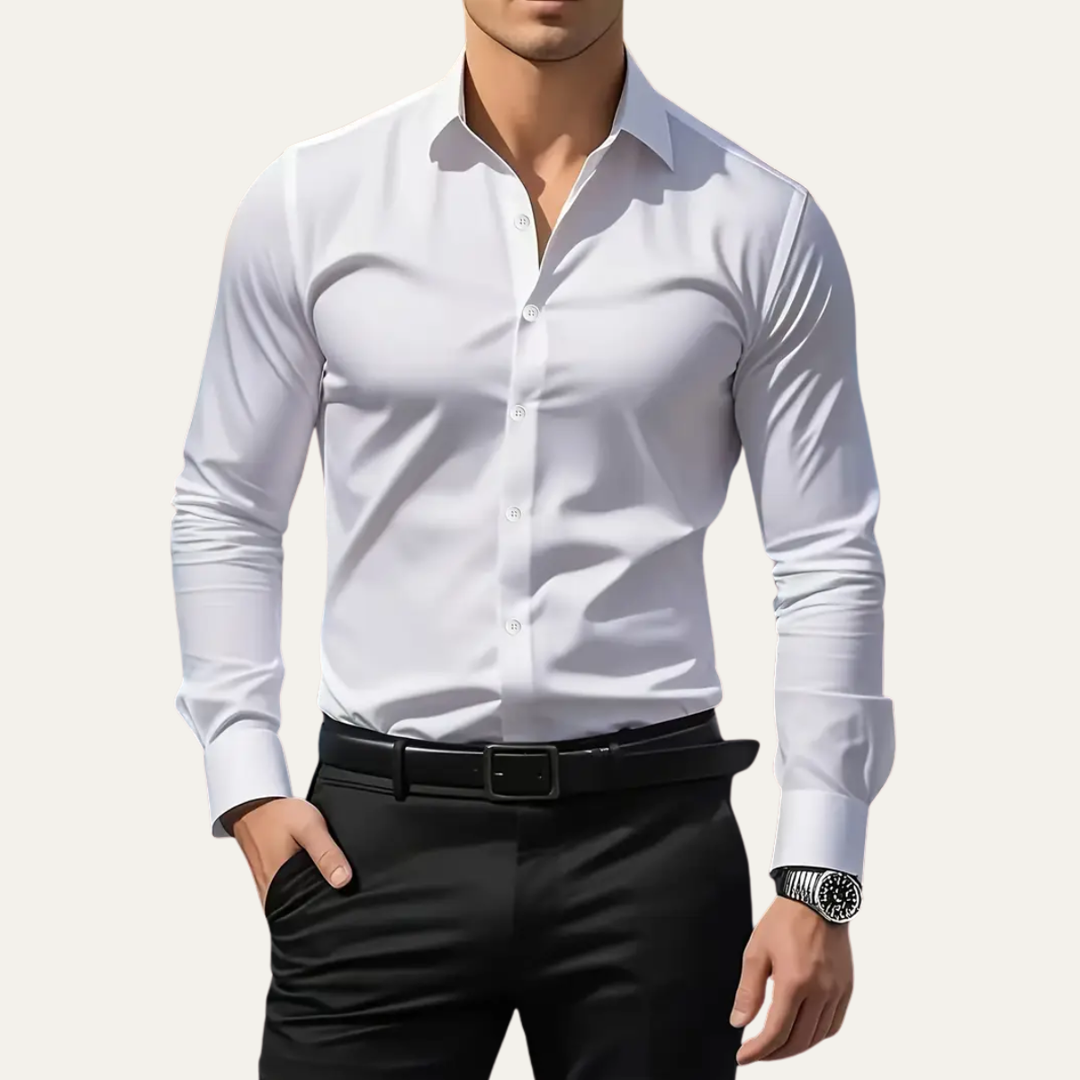 The Pordenone Men’s Slim Fit Stretch Button Down Dress Shirt