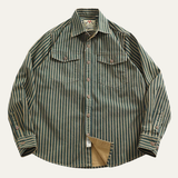 The Willowfall Men’s Nostalgic Casual Vertical Stripe Denim Shirt