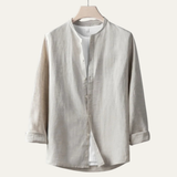 The Brookfield Lane Men’s Vintage Thin Round Neck Linen Shirt
