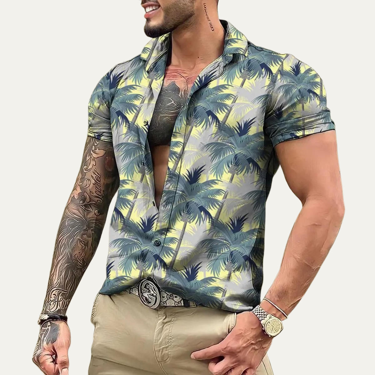 The Silverhill Ridge Men’s Summer Tropical Coconut Print Hawaiian Beach Shirt